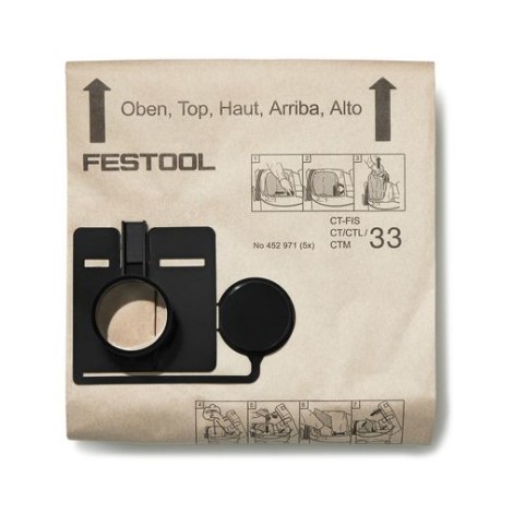 Popieriniai maišeliai dulkių siurbliui Festool FIS-CT 33 5X 