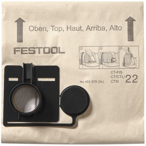 Popieriniai maišeliai dulkių siurbliui Festool FIS-CT 44 5X 