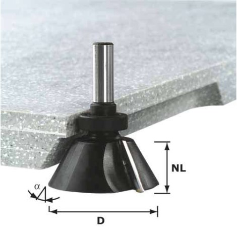 Apatinio pjovimo nuožulnų freza Festool 12/28/82 mm su guoliu