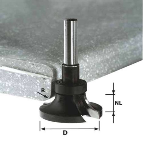 Apatinio pjovimo suapvalinimo freza Festool 12/19/80 mm su guoliu