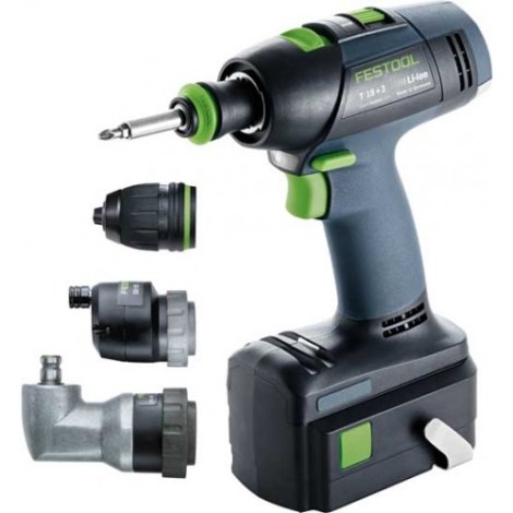 Suktuvas-gręžtuvas Festool T 18+3 Li 5,2-Set; 18 V; 2x5,2 Ah akum.
