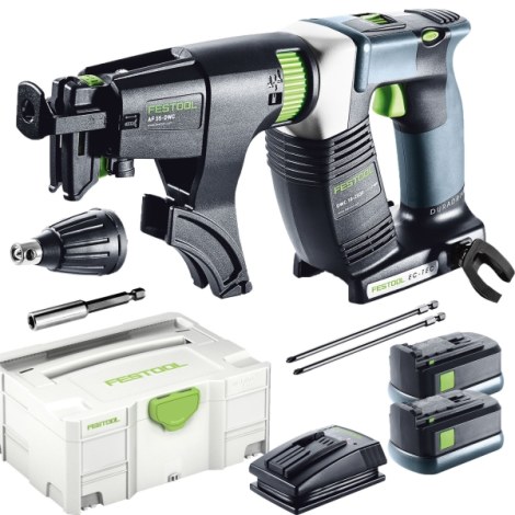 Juostinis suktuvas Festool DWC 18-2500 5,2 Li-Plus; 18 V; 2x5,2 Ah akum.