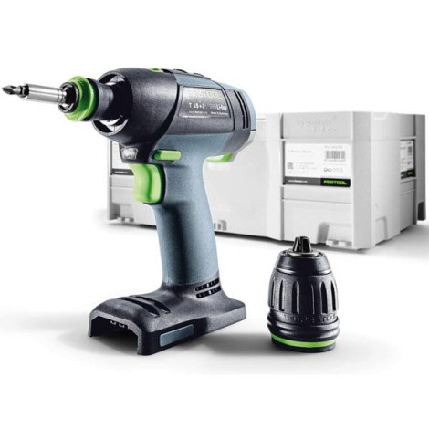 Suktuvas-gręžtuvas Festool T 18+3 Li-Basic; 18 V (be akumuliatoriaus ir pakrovėjo)