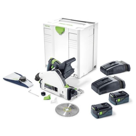 Akumuliatorinis diskinis pjūklas Festool TSC 55 Li 5,2 REBI-Plus/XL-SCA; 2x18 V; 2x5,2 Ah akum.