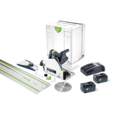 Akumuliatorinis diskinis pjūklas Festool TSC 55 Li 5,2 REBI-Set-SCA-FS; 18 V; 2x5,2 Ah akum.