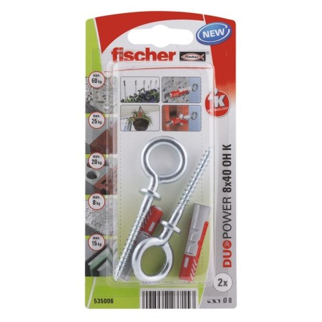 Nailoninis kaištis su varžtu Fischer OH K; 8x40 mm; 2 vnt.