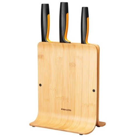 3 peilių rinkinys su bambukiniu dėklu Fiskars Functional Form