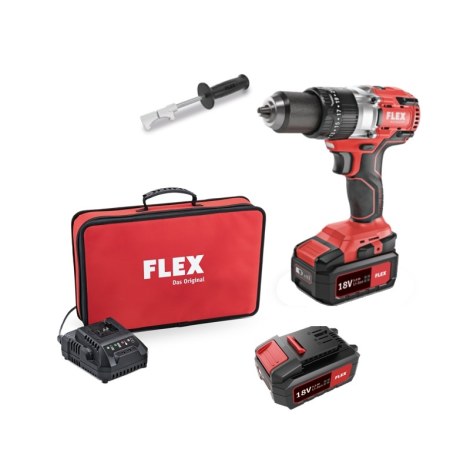 Smūginis suktuvas-gręžtuvas Flex 500356; 18 V; 2x5,0 Ah akum.