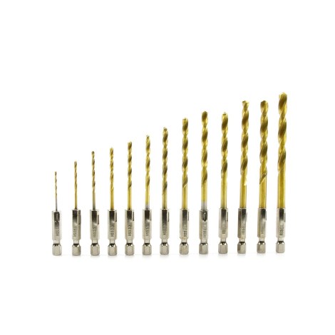 Grąžtų komplektas metalui Geko U38250; HSS; 1/4''; 1,5-6,5 mm; 13 vnt.