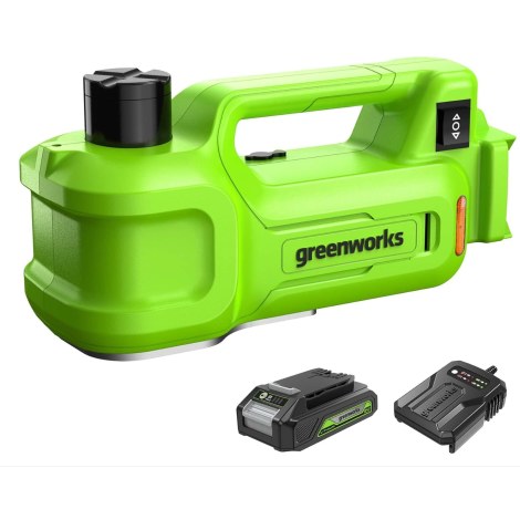 Elektrinis keltuvas Greenworks G24JACKK2; 3000 kg; 24 V; 1x2,0 Ah akum.