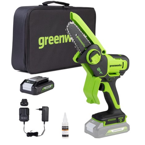 Grandininis pjūklas Greenworks G24MCS10K2; 24 V; 1x2,0 Ah akum.