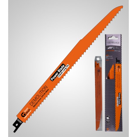 Pjūkleliai tiesiniam pjūklui GSON Tigerblade Demolition; 300x22x1,6 mm; 6 TPI; 5 vnt.