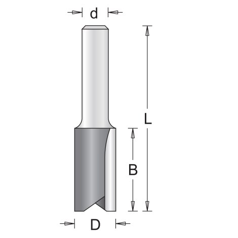 Tiesi pirštinė freza HiKOKI 754056; d=8 mm; D=8 mm; B=19 mm; L=57 mm