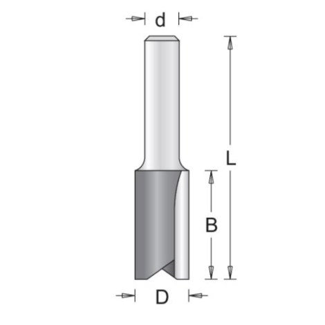 Tiesi pirštinė freza HiKOKI 754059; d=8 mm; D=10 mm; B=19 mm; L=51 mm