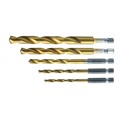 Grąžtų komplektas metalui Hogert HT6D180; 4-10 mm; 5 vnt.