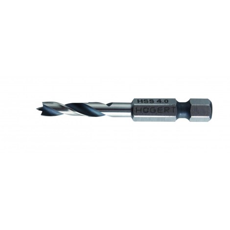 Grąžtas medienai Hogert HT6D344; 1/4''; 4,0x60 mm