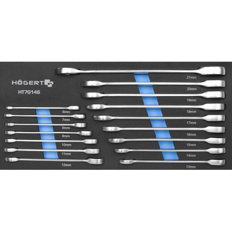 Raktų komplektas Hogert HT7G146; 6-21 mm; 16 vnt.
