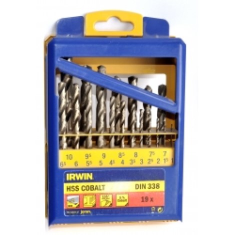 Grąžtų komplektas metalui Irwin Cobalt; 1-10 mm; 19 vnt.