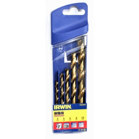 5 dalių grąžtų rinkinys Irwin HSS Titanium; 4-10 mm 