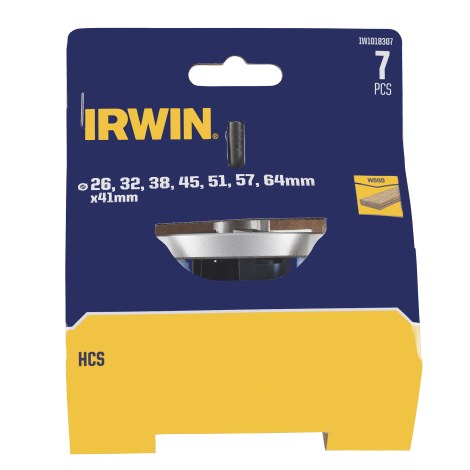 7 dalių gręžimo karūnėlių rinkinys Irwin IW1018307; 41 mm