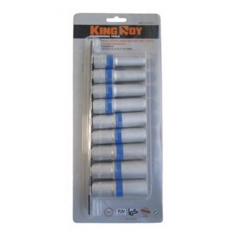 Sukimo galvučių komplektas KingRoy KR317619; 1/2''; 9 vnt.