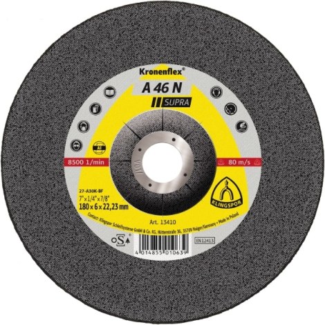 Šlifavimo diskas Klingspor A 46 N Supra; 180x8x22,23 mm; 10 vnt.