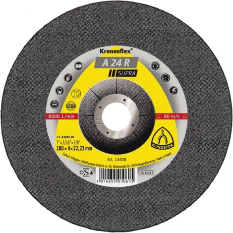 Šlifavimo diskas Klingspor A 24 R Supra; 230x4x22,23 mm; 10 vnt.