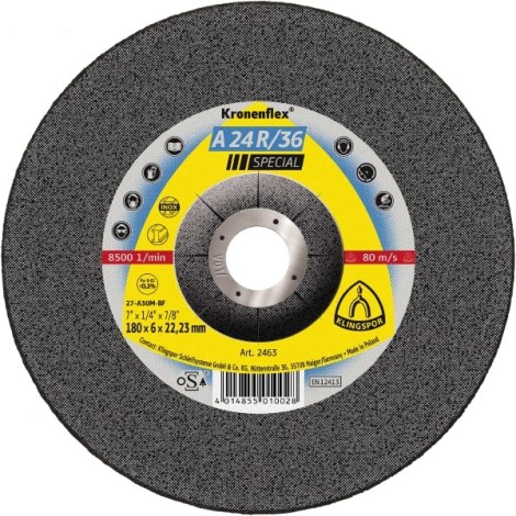 Šlifavimo diskas Klingspor A 24 R/36 Special; 125x6x22,23 mm; 10 vnt.