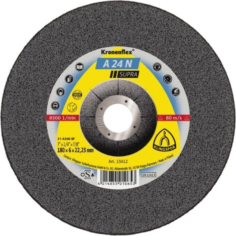 Šlifavimo diskas Klingspor A 24 N Supra; 125x6x22,23 mm; 10 vnt.