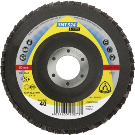 Vėduoklinis šlifavimo diskas Klingspor 321511; 115x22,23 mm; G60; 10 vnt.