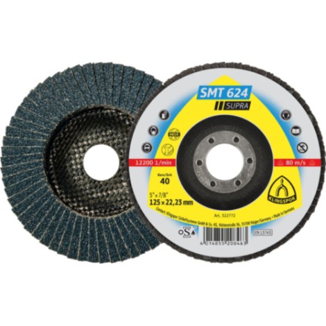 Vėduoklinis šlifavimo diskas Klingspor 322774; 125x22,23 mm; G60; 10 vnt.