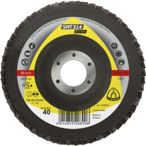 Vėduoklinis šlifavimo diskas Klingspor 322819; 125x22,23 mm; G120; 10 vnt.
