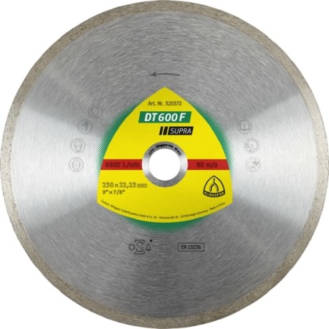 Deimantinis pjovimo diskas šlapiam pjovimui Klingspor DT 600 F Supra; 250x1,9x30,0 mm