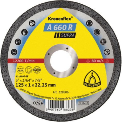 Abrazyvinis pjovimo diskas Klingspor A 660 R Supra; 115x1 mm; 25 vnt.
