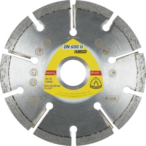 Deimantinis pjovimo diskas Klingspor DN 600 U Supra; 115x10x22,23 mm