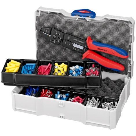 Antgalių presavimo replės Knipex 979025; 240 mm + priedai