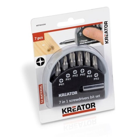 Sukimo antgalių rinkinys Kreator KRT064200; 7 vnt.