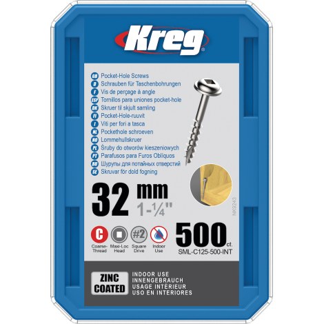 Medvaržtis Kreg SML-C125; Maxi-Loc; 1,25''; 32 mm; 500 vnt.; stambus sriegis