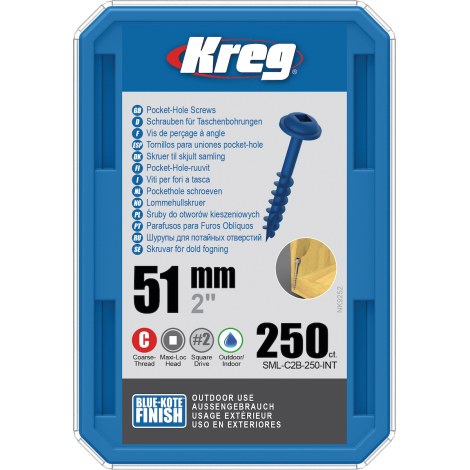 Medvaržtis Kreg SML-C2B; Maxi-Loc; 2,00''; 51 mm; 250 vnt.; mėlyni