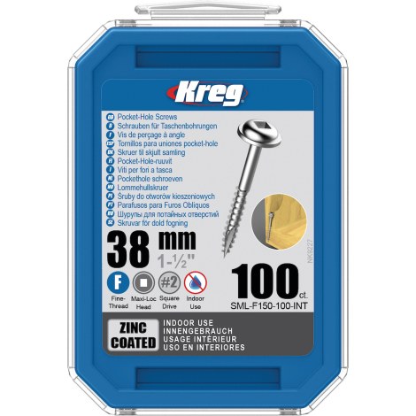 Medvaržtis Kreg SML-F150; Maxi-Loc; 1,50''; 38 mm; 100 vnt.; smulkus sriegis