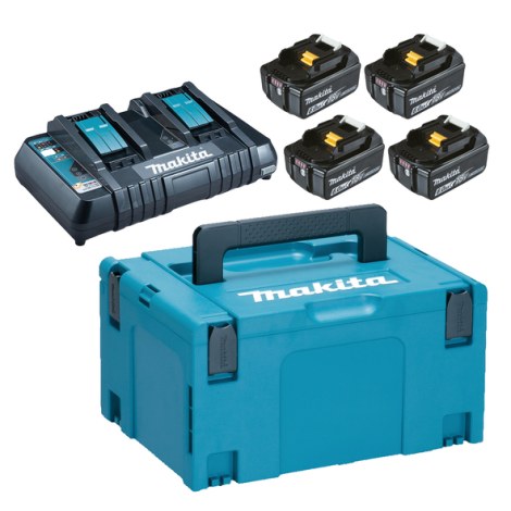 Priedų rinkinys Makita Powerpack; 18V; 4x6,0 Ah + DC18RD