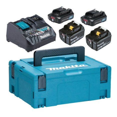 Priedų rinkinys Makita PowerPack 12 V + 18 V; 2x5,0 Ah/2x2,0 Ah akum. + pakrovėjas Makita DC18RE