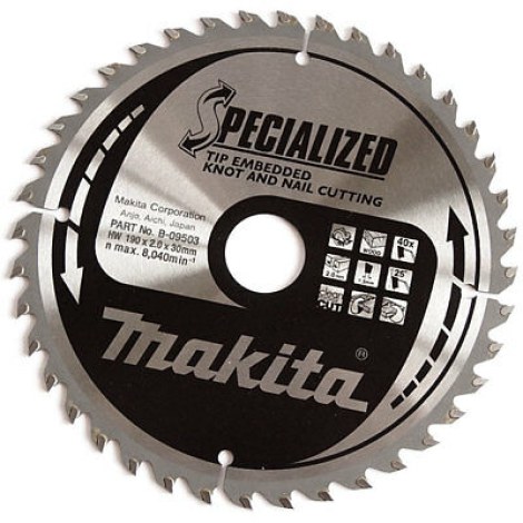 Pjovimo diskas medienai Makita Specialized; 190x2x30 mm; Z40; 23° 