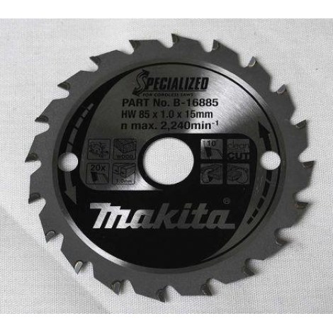 Pjovimo diskas medienai Makita; 85x2,5x15,0 mm; Z20; 10°  