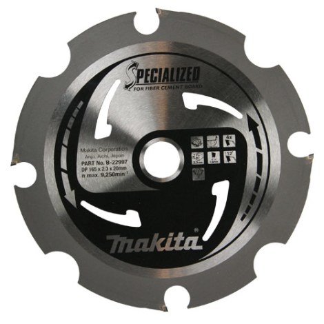 Pjovimo diskas fibrocementui Makita; 165x2,3x20,0 mm; Z4; 12°  