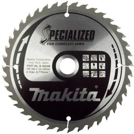 Pjovimo diskas medienai Makita; 165x1,6x20,0 mm; Z40; 18°  