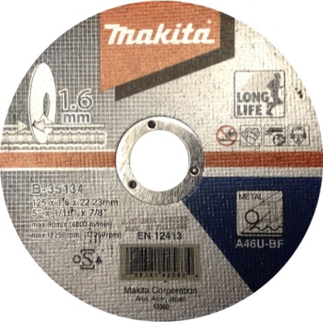 Abrazyvinis pjovimo diskas Makita B-35134; 125x1,6 mm metalui
