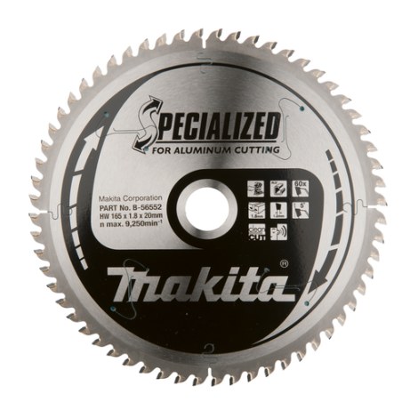 Pjovimo diskas aliuminiui Makita; 165x1,8x20,0 mm; Z60; 5°