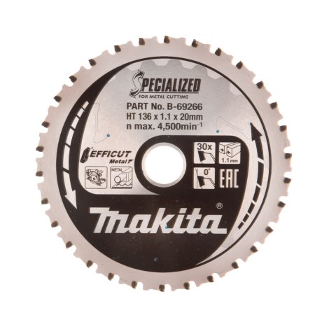 Pjovimo diskas metalui Makita Efficut Metal; 136x1,1x20 mm; Z30; 0°
