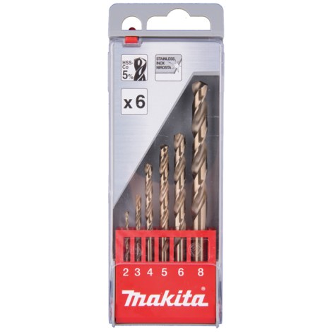 Grąžtų komplektas metalui Makita HSS-Co; 2-8 mm; 6 vnt.